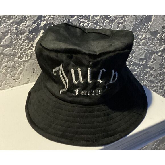 Juicy Couture "Juicy Forever" Black Velvet Bucket Hat  Y2K Excellent Condition - Picture 4 of 6